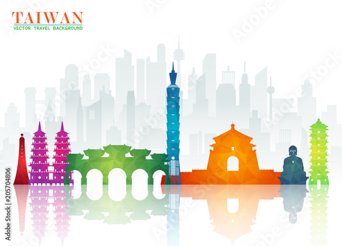 Taiwan Landmark Global Travel And Journey paper background. Vector Design Template.used for your advertisement, book, banner, template, travel business or presentation.
