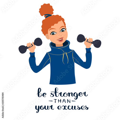 Girl with dumbbells