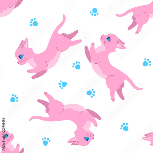 Leaping cats seamless pattern © foxfinitive