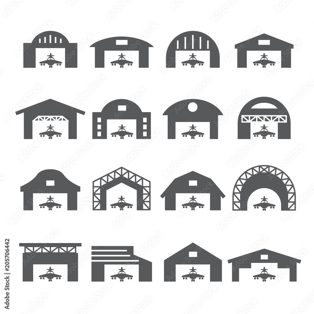 Hangar icon set Hangar icon set