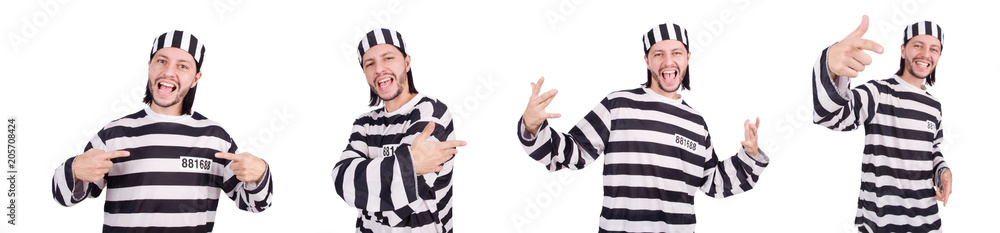 Prison inmate isolated on the white background Prison inmate isolated on the white background