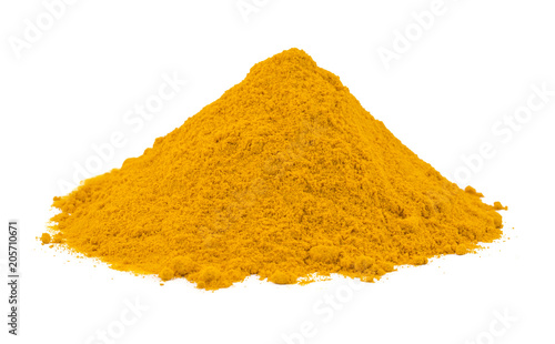 Turmeric Powder Also Called Haldi in india. Isolated on White Background