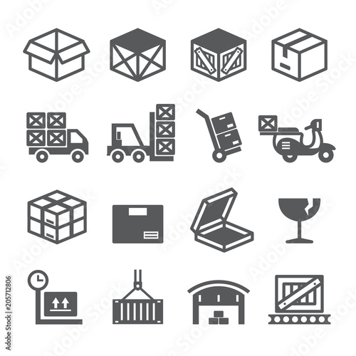 Package delivery icon set