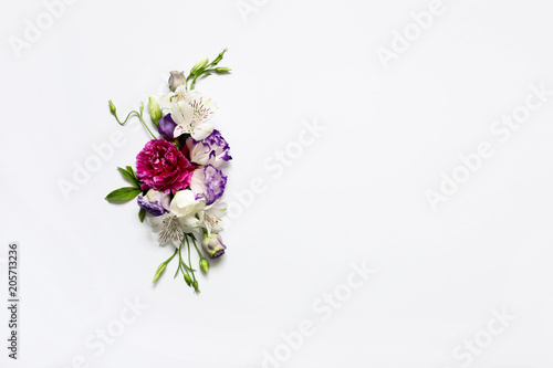 festive flower arrangement of peonies on a white background