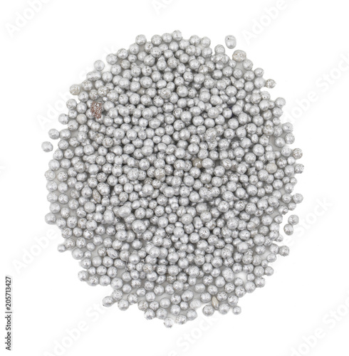 Heap of Souf Goli or Fennel Seed Ball Indian Traditional Digestive Food Good to Eat After Lunch or Dinner, Also Serve in Festival of Diwali, Holi, And for Guest. isolated on White Background