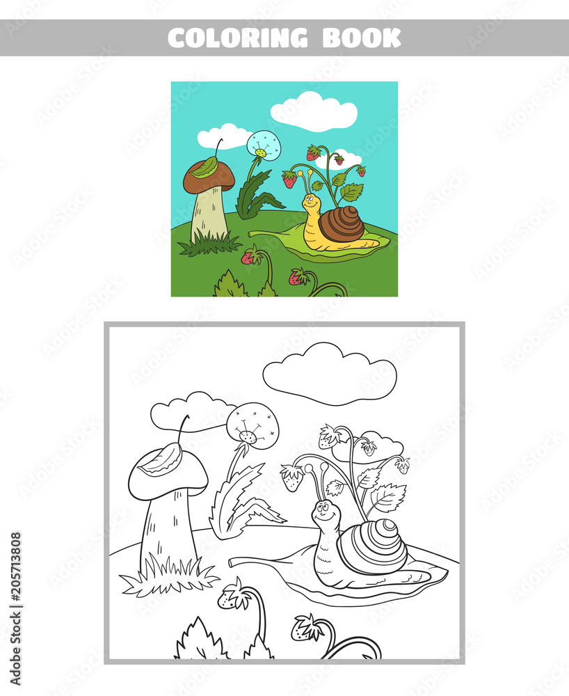 Fototapeta premium Coloring Book Forest Snail