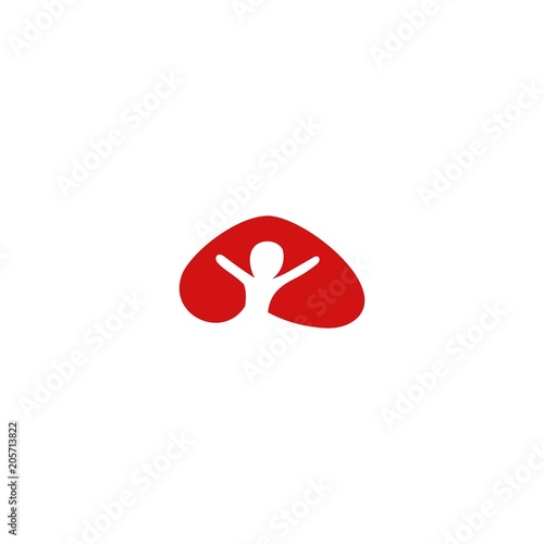 happy human silhouette. Sport, fitness, medical or health care center logo design concept.