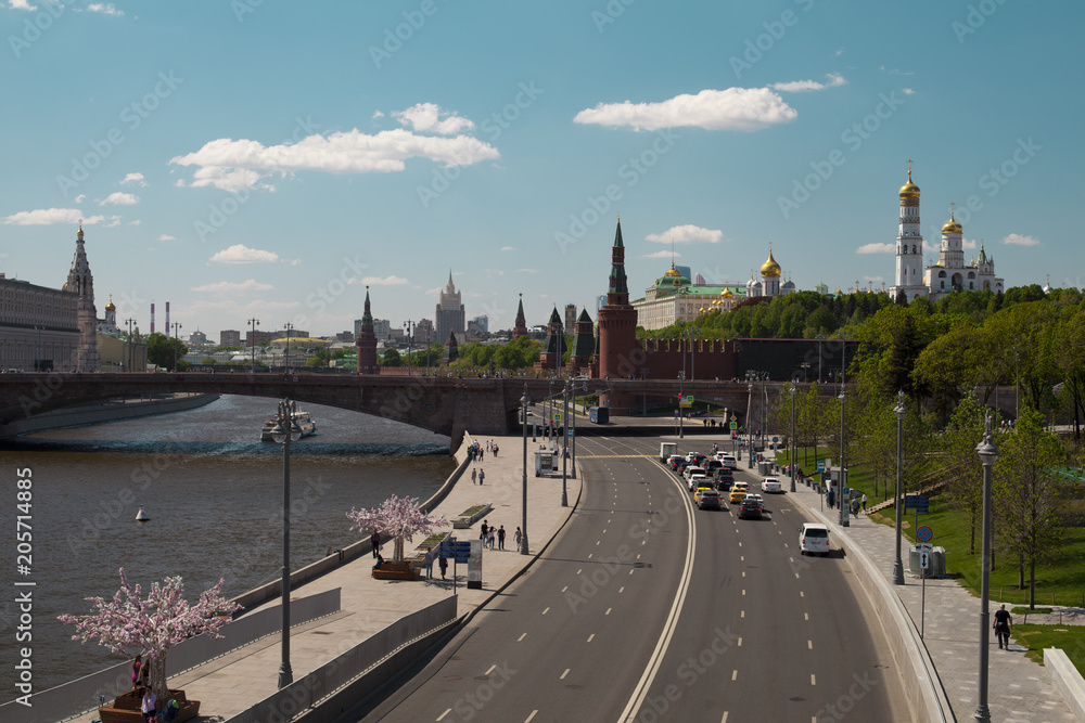 view of the Kremlin embankment in Moscow