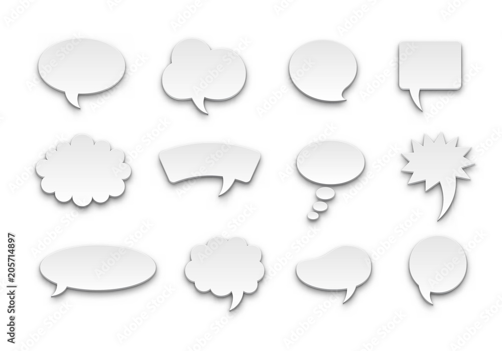 Speech bubble set volume. Realistic empty forms for quotes and utterances. Vector illustration Speech bubble set volume. Realistic empty forms for quotes and utterances. Vector illustration