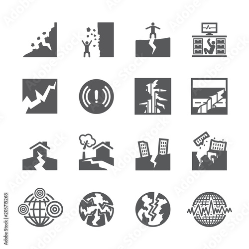 Earthquake icon set