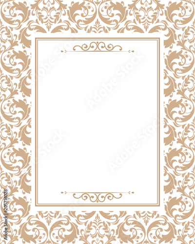 Invitation wedding card. Vintage floral design, graphic frame.