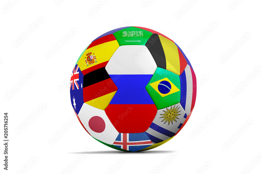 Soccer ball isolated with a lot of flag Soccer ball isolated with a lot of flag