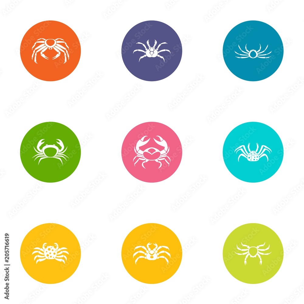 Crayfish icons set. Flat set of 9 crayfish vector icons for web isolated on white background Crayfish icons set. Flat set of 9 crayfish vector icons for web isolated on white background