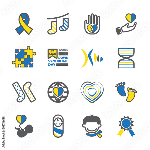 Down syndrome day icon set