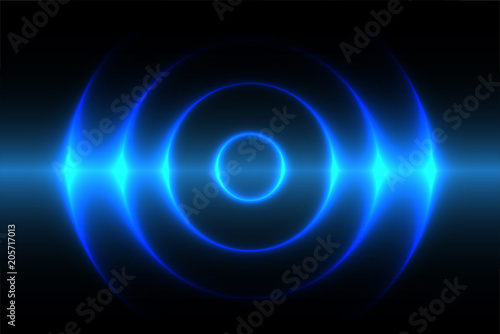 Sound waves oscillating dark blue light, Abstract technology background. Vector.