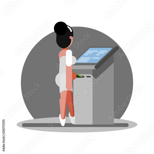 Woman using ATM photo