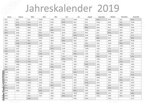 Kalender 2019 Jahresplaner Jahreskalender Kalendervorlage