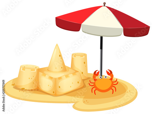 A Sand Castle on White Background