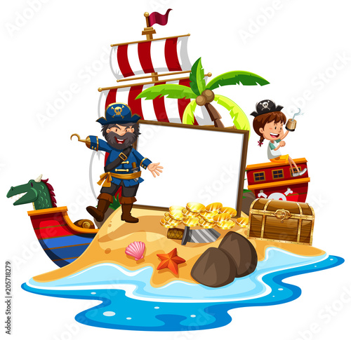 A pirate with Girl Banner Template