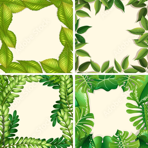 A Set of Green Leaf Border