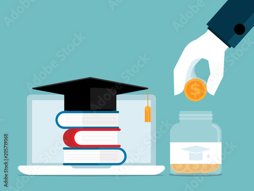 invest in education human hand putting coin into glass jar