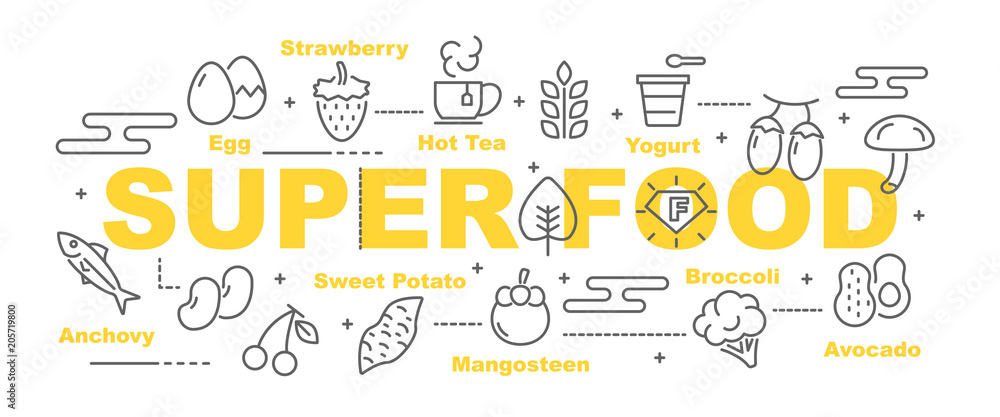 Obraz premium super food vector banner