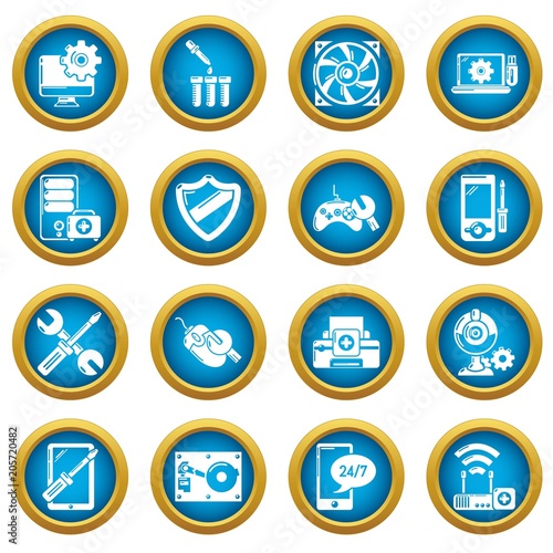 Computer repair service icons set. Simple illustration of 16 computer repair service vector icons for web Free Download Computer repair service icons set. Simple illustration of 16 computer repair service vector icons for web - GFXLoad