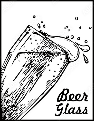 Vector image of one mug of beer. Drink with a lot of foam. Beer glass.