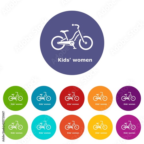Kids women bike icon. Simple illustration of kids women bike vector icon for web