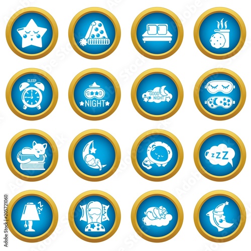Sleeping icons set. Simple illustration of 16 sleeping vector icons for web