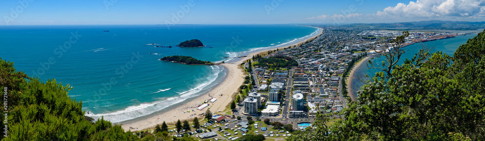 Panorama view of Tauranga from top of Mount Maunganui, New Zealand Panorama view of Tauranga from top of Mount Maunganui, New Zealand