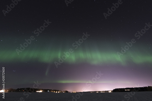 north light aurora on night sky at swedish countryside, north of country, winter lake © Alexandre Patchine