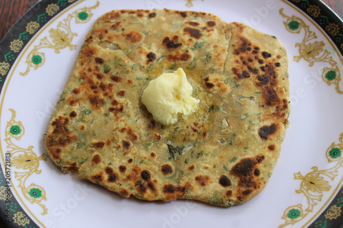 Mint paratha with pasteurized butter