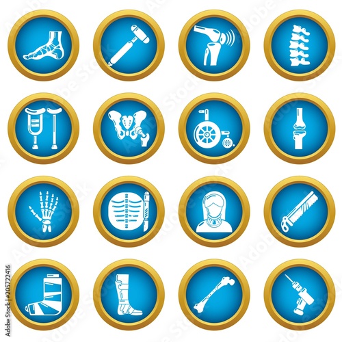 Orthopedist bone tools icons set. Simple illustration of 16 orthopedist bone devices vector icons for web