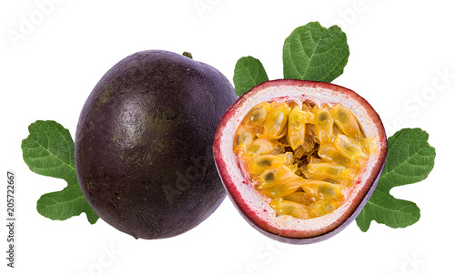 Passion fruit isolated on the white background.