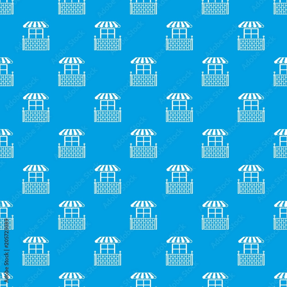 Shop balcony pattern vector seamless blue repeat for any use