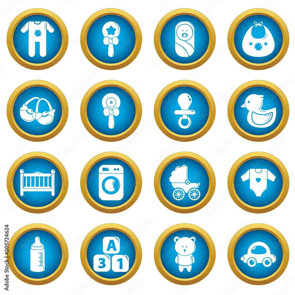 Baby born icons set. Simple illustration of 16 baby born vector icons for web Baby born icons set. Simple illustration of 16 baby born vector icons for web