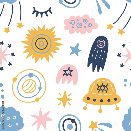 Tapeta Kosmiczna Galaxy dziecinny wzór