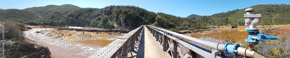 Panoramic view of the Cachan bridge, in Berrocal, province of Huelva, Spain