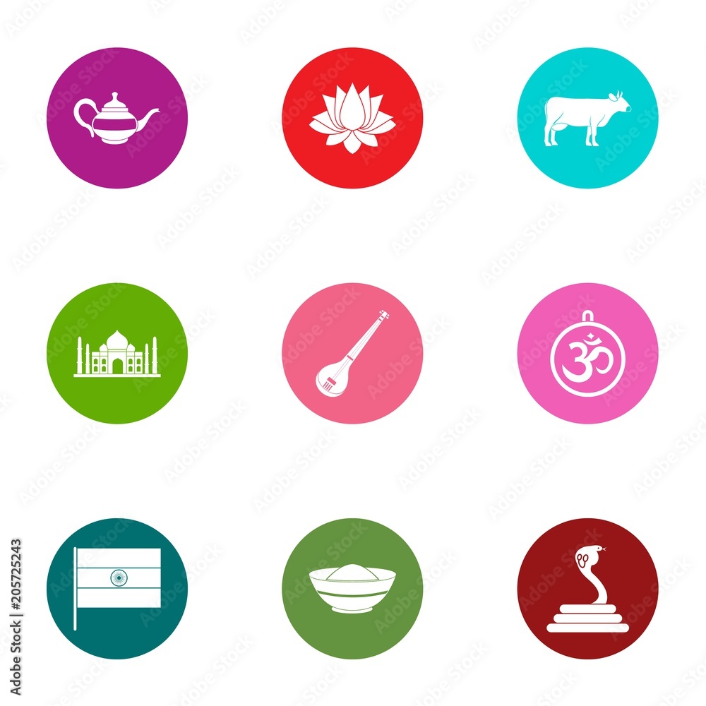 Eastward icons set. Flat set of 9 eastward vector icons for web isolated on white background