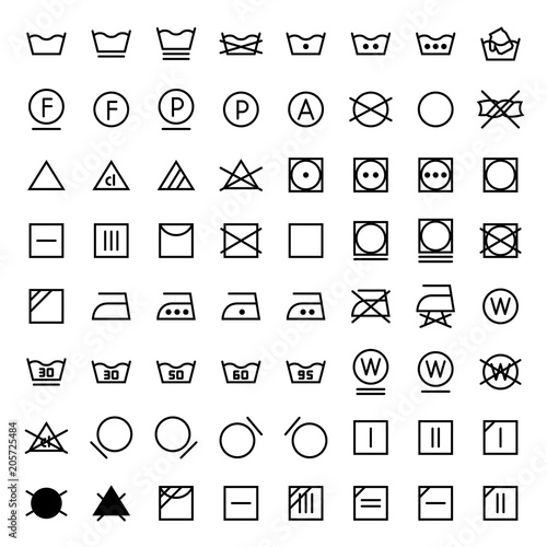 Laundry vector icons set in line style.