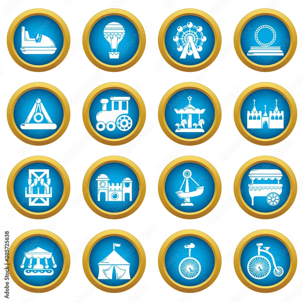 Amusement park icons set. Simple illustration of 16 amusement park vector icons for web Amusement park icons set. Simple illustration of 16 amusement park vector icons for web