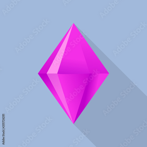 Pink tourmaline stone icon. Flat illustration of pink tourmaline stone vector icon for web design photo