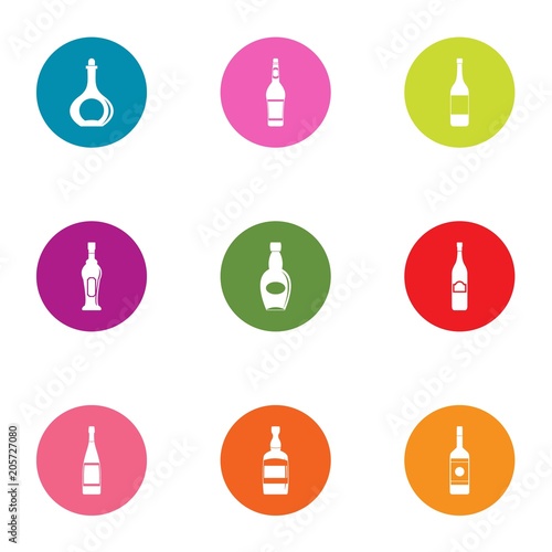 Drunkenness icons set. Flat set of 9 drunkenness vector icons for web isolated on white background