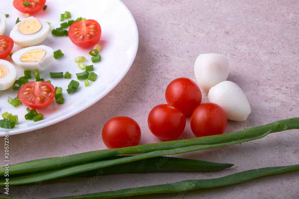 natural nutritious diet vegetable salad of tomatoes and quail eggs natural nutritious diet vegetable salad of tomatoes and quail eggs
