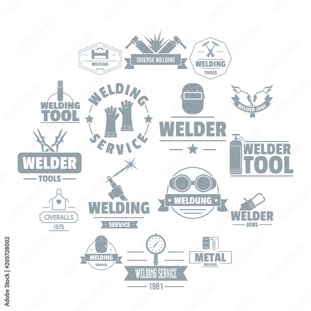 Welding logo icons set. Simple illustration of 16 welding logo vector icons for web Welding logo icons set. Simple illustration of 16 welding logo vector icons for web