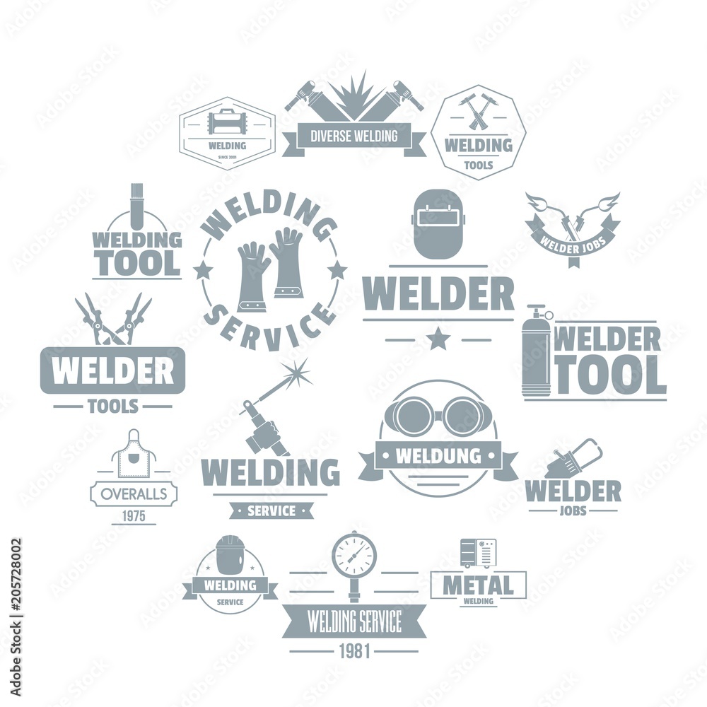 Welding logo icons set. Simple illustration of 16 welding logo vector icons for web