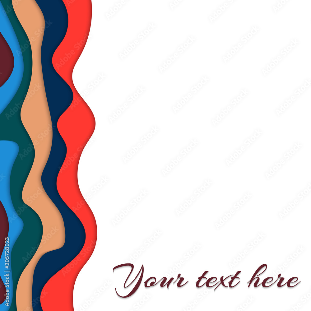 Bright background with layers of cut out paper. Vector illustration with multicolored decor and place for text Bright background with layers of cut out paper. Vector illustration with multicolored decor and place for text