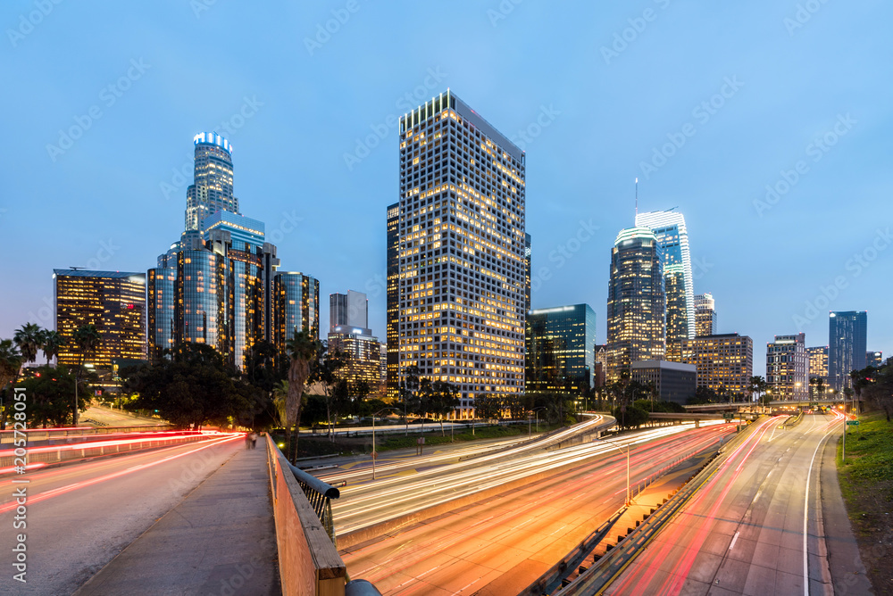 Fototapeta premium Los Angeles Downtown Sunset