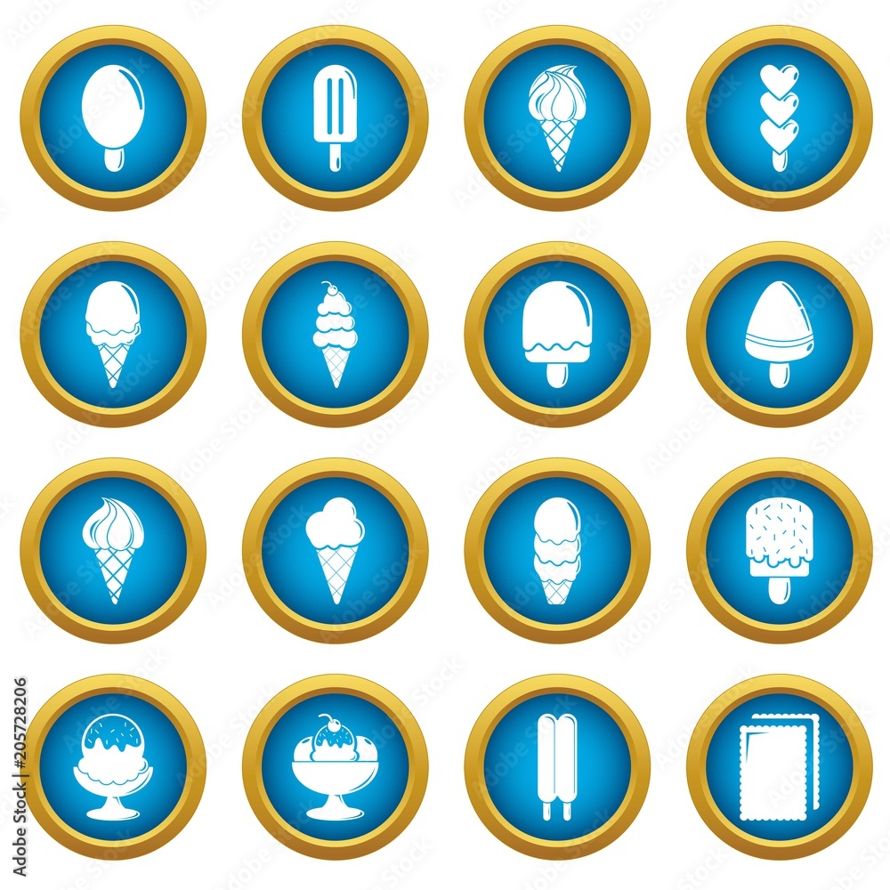 Ice cream icons set sweet. Simple illustration of 16 ice cream vector icons for web Ice cream icons set sweet. Simple illustration of 16 ice cream vector icons for web
